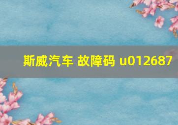 斯威汽车 故障码 u012687